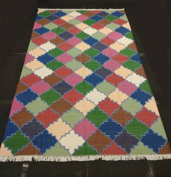 Handmade Multi Coloured Moroccan Cotton Kilim Rug Size Bay 5x8 Feet Beautiful Kilim Rug 1