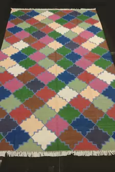 Handmade Multi Coloured Moroccan Cotton Kilim Rug Size Bay 5x8 Feet Beautiful Kilim Rug