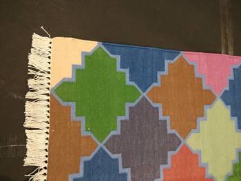 Handmade Multi Coloured Moroccan Cotton Kilim Rug Size Bay 5x8 Feet Beautiful Kilim Rug 2