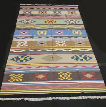 Handmade Cotton Multi Coloured Tribal Kilim Rug For Beautiful Kilim Area Rug 1
