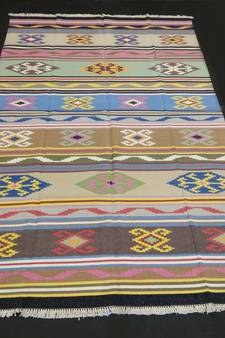 Handmade Cotton Multi Coloured Tribal Kilim Rug For Beautiful Kilim Area Rug