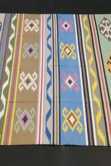 Handmade Cotton Multi Coloured Tribal Kilim Rug For Beautiful Kilim Area Rug