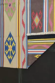 Handmade Cotton Multi Coloured Tribal Kilim Rug For Beautiful Kilim Area Rug