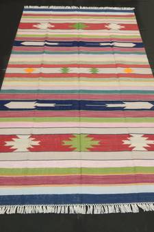 Handmade 100% Cotton Multi Tribal Kilim Rug Multi Coloured Beautiful Kilim Area Rug