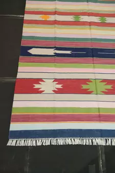 Handmade 100% Cotton Multi Tribal Kilim Rug Multi Coloured Beautiful Kilim Area Rug