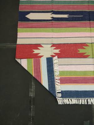 Handmade 100% Cotton Multi Tribal Kilim Rug Multi Coloured Beautiful Kilim Area Rug 4