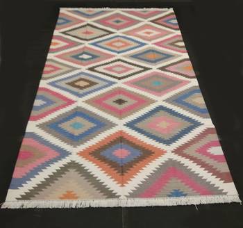 Geometric Handmade Persian Multi Color Home Decorative Cotton Kilim Area Rug Door Mat 1