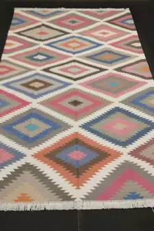Geometric Handmade Persian Multi Color Home Decorative Cotton Kilim Area Rug Door Mat