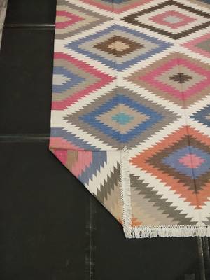 Geometric Handmade Persian Multi Color Home Decorative Cotton Kilim Area Rug Door Mat 4
