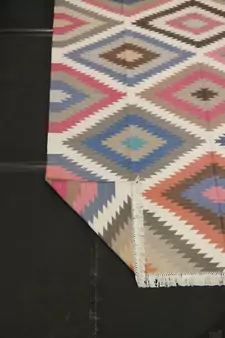 Geometric Handmade Persian Multi Color Home Decorative Cotton Kilim Area Rug Door Mat