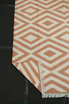 Beautiful Stone Persian Brown Coloured 100% Cotton Kilim Home Decorative Area Rug