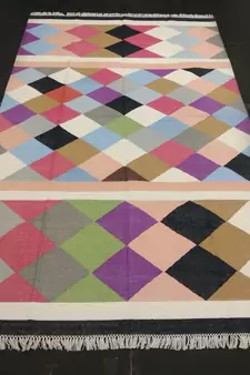 Handmade Kutchi Multi Coloured Beautiful Cotton Kilim Rug Home Decorative Flat Woven Rug