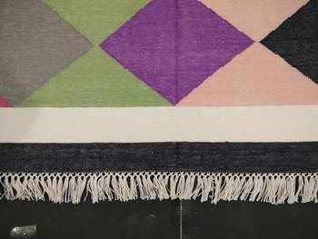 Handmade Kutchi Multi Coloured Beautiful Cotton Kilim Rug Home Decorative Flat Woven Rug 2