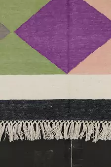 Handmade Kutchi Multi Coloured Beautiful Cotton Kilim Rug Home Decorative Flat Woven Rug