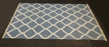 Natural Hand woven Blue Cotton Kilim Rug Made Silver Zari Modern Home Decorative Area Rug 3
