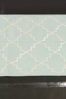 Hanmdade Natural Hand woven Blue Cotton Made Silver Zari Modern Runner