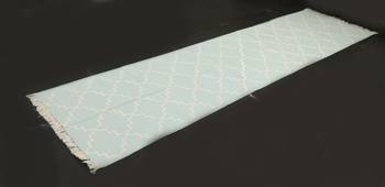 Hanmdade Natural Hand woven Blue Cotton Made Silver Zari Modern Runner 3