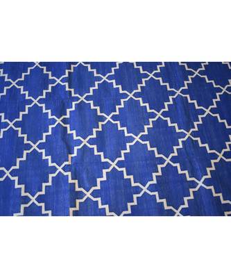 Handmade Abstract Geometric Designer 100% Cotton Blue Color Kilim Rug Home Decorative Rug 2