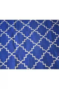 Handmade Abstract Geometric Designer 100% Cotton Blue Color Kilim Rug Home Decorative Rug