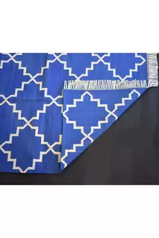 Handmade Abstract Geometric Designer 100% Cotton Blue Color Kilim Rug Home Decorative Rug