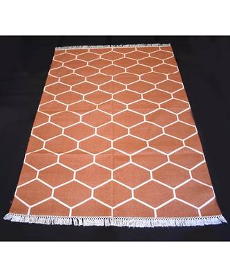 Atractive Persian Designer Cotton Kilim Orange Color Home Decorative Rug Cotton Kilim Rug 1