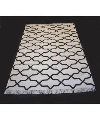 Egyptian Designer 100 % Cotton Off White Black Coloured Area Rug Home Decorative Rug 1