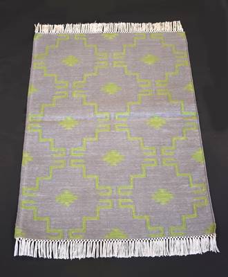 Handmade Geometric Green Coloured Flower Traditional Designer Rug Cotton Area Rug 1