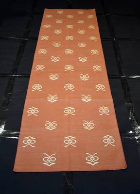 Handmade Orange Color Little Designer Runner Kilim Rugs Size 2.5 x 8 Feet 1