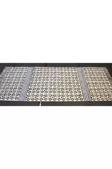 Hand Royal Black Floral Ethnic Traditional Block Print Fabric Cotton Kilim Rug
