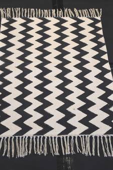 Hand-made Black State zig zag Persian Block Print Fabric Kilim Rug Mat,Living Room Mat, Dinning Room Mat
