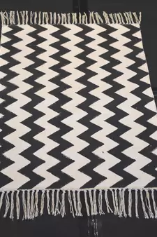 Hand-made Black State zig zag Persian Block Print Fabric Kilim Rug Mat,Living Room Mat, Dinning Room Mat