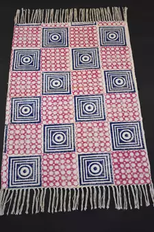 Endon-Royal-Tibetan-Pink-&-Blue-Color-Tibetan-Block-Print-Fabric-Rug-Kilim-Mat
