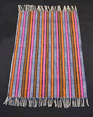 Multi Coloured Striped Ekath Block Print Fabric Designer Kilim Rug Mat Size By 2x3 Feet 1