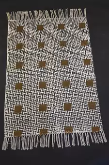 Handmade Banjara Oval Looking Block Print Fabric Kilim Mat Persian Rug Mat