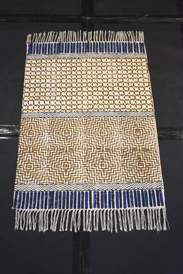 Geo shag Cotton Multi Color Block Print Fabric Farm Living Room Mat,Dinning Room Mat 1