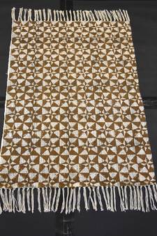 Hand-Woven Yellow Color Floral Cotton Block Print 2X3 Feet Room Mat, Play Room Mat
