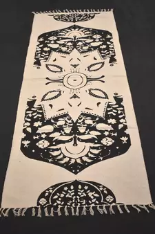 Italian Geo Star Block Print Fabric Designer Rugs Kilim Beautiful Home Decorative Rug