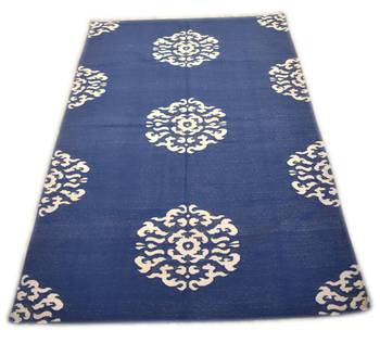 Handmade mandala Lite Blue 100% Cotton Floral Bedroom Mat.Living Room Mat 1