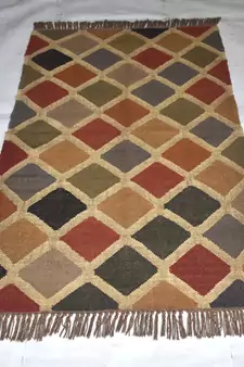 Handmade Beautiful Multi Color Jute Wool Pathnga  Traditional Designer Rug