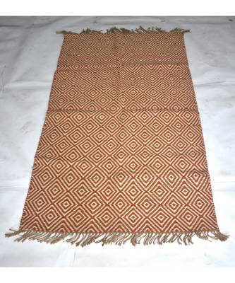 Handmade Royal Star Wool Jute Kilim Rug Wool Jute Size 3x5 Feet Rug 1