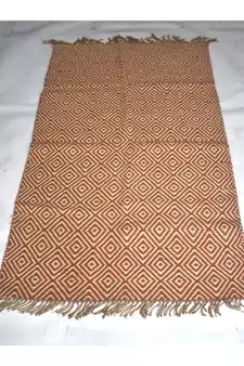 Handmade Royal Star Wool Jute Kilim Rug Wool Jute Size 3x5 Feet Rug