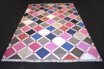 Handmade Kutchi Multi Coloured Patch Work Looking  Beautiful Kilim Rug Mat Size 6x9 Feet 1