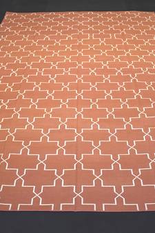 Handmade Persian Designer 100% Cotton Kilim Orange Color Kilim Area Rug