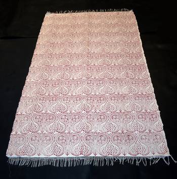 Italian Geo Skin Block Print Red Floral Designer Rug Size 3.5x6 Feet 1