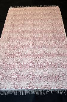 Italian Geo Skin Block Print Red Floral Designer Rug Size 3.5x6 Feet