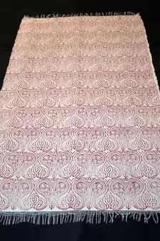 Italian Geo Skin Block Print Red Floral Designer Rug Size 3.5x6 Feet