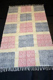 Hand Woven Patch Work Looking Persian Block Print Fabric Kilim Rug