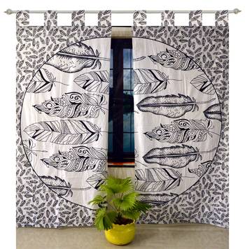 Mandala Window Tab top Curtains Drape Balcony Room Decor Curtain Boho Set Ethnic Windows & Panels Set Tab Top Curtains 2