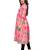 light-pink Printed Muslin flair Kurti