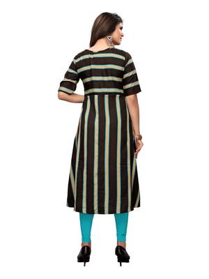 Brown Printed Rayon Straight Kurti 2